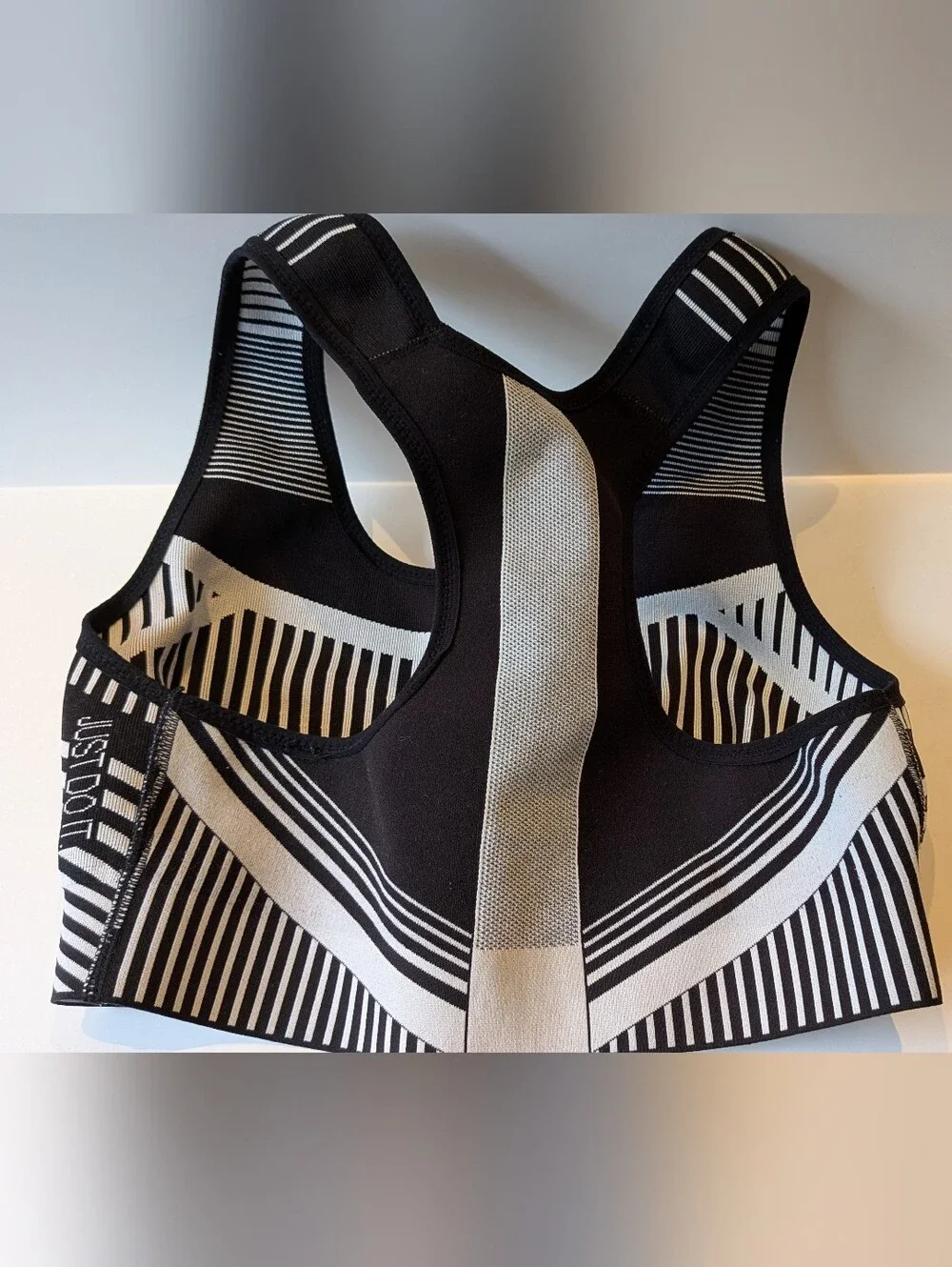Nike Black & White Striped Sports Bra